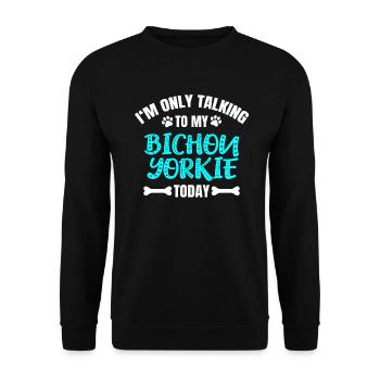Bichon Yorkie - Unisex Sweatshirt - black - Front - Alina (178cm) & Michal (187cm)