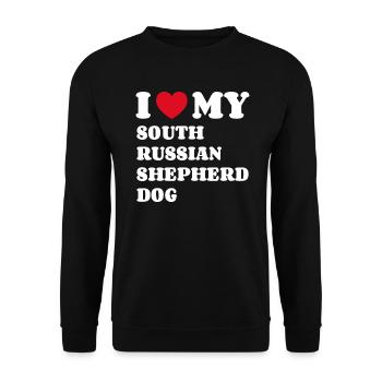 I Love My South Russian Shepherd Dog - Unisex Sweatshirt - black - Front - Alina (178cm) & Michal (187cm)