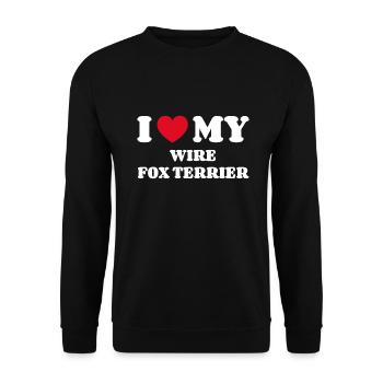 I Love My Wire Fox Terrier - Unisex Pullover - Schwarz - Vorne - Alina (178cm) & Michal (187cm)