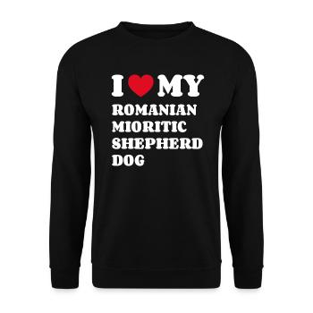 I Love My Romanian Mioritic Shepherd Dog - Unisex Sweatshirt - black - Front - Alina (178cm) & Michal (187cm)