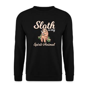 Sloth Is My Spirit Animal Faultier - Unisex Pullover - Schwarz - Vorne - Alina (178cm) & Michal (187cm)