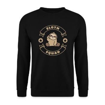 Sloth Squad Faultier - Unisex Pullover - Schwarz - Vorne - Alina (178cm) & Michal (187cm)