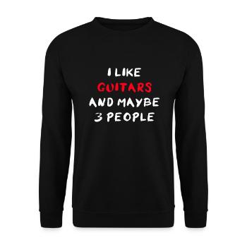 I Like Guitars And Maybe Three People - Unisex Pullover - Schwarz - Vorne - Alina (178cm) & Michal (187cm)