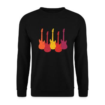 Retro Vintage Gitarren - Unisex Pullover - Schwarz - Vorne - Alina (178cm) & Michal (187cm)