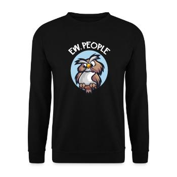 Ew People Lustige Comic Eule - Unisex Pullover - Schwarz - Vorne - Alina (178cm) & Michal (187cm)