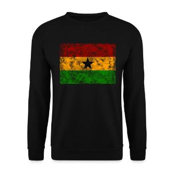 Ghana vintage Flagge - Unisex Pullover - Schwarz - Vorne - Alina (178cm) & Michal (187cm)