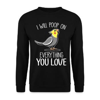 Nymphensittich | Lesen Leseratte Bücher Geschenke - Unisex Pullover - Schwarz - Vorne - Alina (178cm) & Michal (187cm)