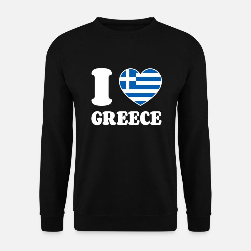 I Love Greece Griechenland Griechische Flagge Herz - Unisex Pullover - Schwarz