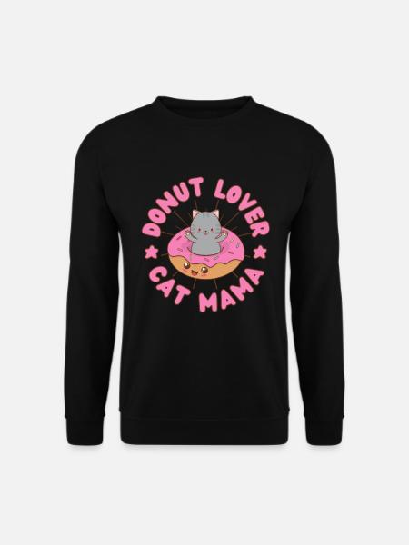 Donut Lover Cat Mama Donut Katze kawaii - Unisex Pullover - Schwarz