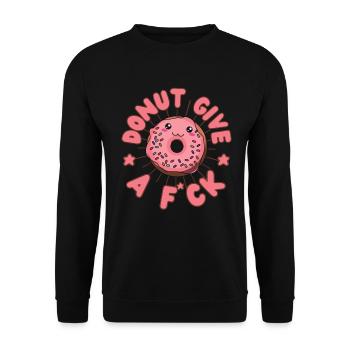 Donut give a f*ck Donut kawaii - Sweat-shirt Unisexe - noir - Devant - Alina (178cm) & Michal (187cm)