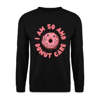 I Donut care 50 anniversaire Donut kawaii - Sweat-shirt Unisexe - noir - Devant - Alina (178cm) & Michal (187cm)