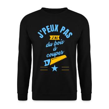 J peux pas j ai du bois à couper bleu jaune - Sweat-shirt Unisexe - noir - Devant - Alina (178cm) & Michal (187cm)