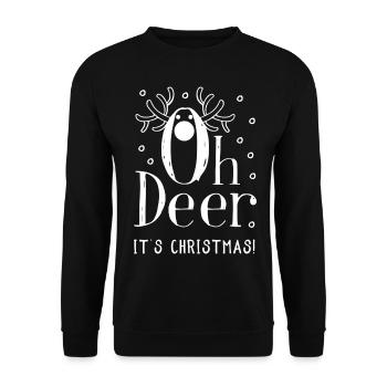 Oh Deer It s Chritsmas - Noël des rennes - Sweat-shirt Unisexe - noir - Devant - Alina (178cm) & Michal (187cm)