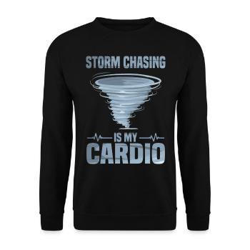 Sturmjäger Shirts | Unwetter Sturm Blitz Geschenke - Unisex Pullover - Schwarz - Vorne - Alina (178cm) & Michal (187cm)
