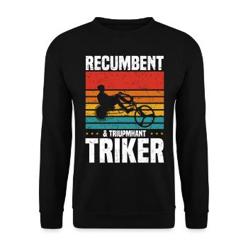 Velomobil | Recumbent Trike Triker Sport Geschenk - Unisex Pullover - Schwarz - Vorne - Alina (178cm) & Michal (187cm)