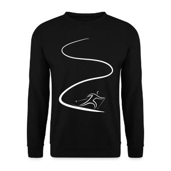 Ski Skifahrer Skifahren Berge Schnee Kurven - Unisex Pullover - Schwarz - Vorne - Alina (178cm) & Michal (187cm)