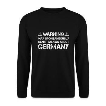 Warning May Start Talking About Germany - Unisex Pullover - Schwarz - Vorne - Alina (178cm) & Michal (187cm)