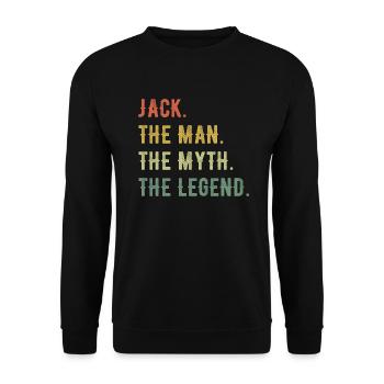 John Jack Vorname Kurzform Man Myth Legend - Unisex Pullover - Schwarz - Vorne - Alina (178cm) & Michal (187cm)