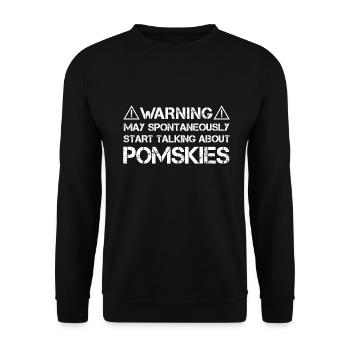 Pomsky Pomskies Warning Funny Saying - Unisex Sweatshirt - black - Front - Alina (178cm) & Michal (187cm)