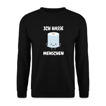 Je déteste les gens : le papier toilette - Sweat-shirt Unisexe - noir - Devant - Alina (178cm) & Michal (187cm)