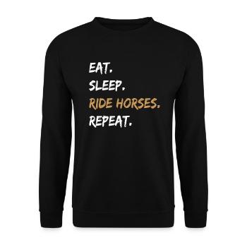 Eat Sleep Ride Horses Repeat Riding Horse Owners - Unisex Sweatshirt - black - Front - Alina (178cm) & Michal (187cm)