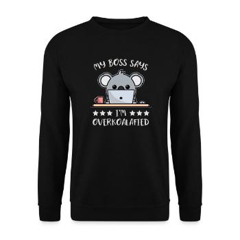 Overqualified Koala Funny Saying Office Humor - Unisex Sweatshirt - black - Front - Alina (178cm) & Michal (187cm)