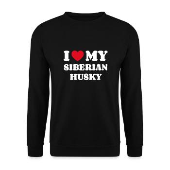 I Love My Siberian Husky - Unisex Pullover - Schwarz - Vorne - Alina (178cm) & Michal (187cm)