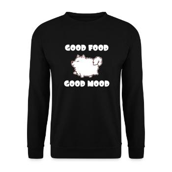 Dicker Samojede Hund Essen Vierfraß - Unisex Pullover - Schwarz - Vorne - Alina (178cm) & Michal (187cm)
