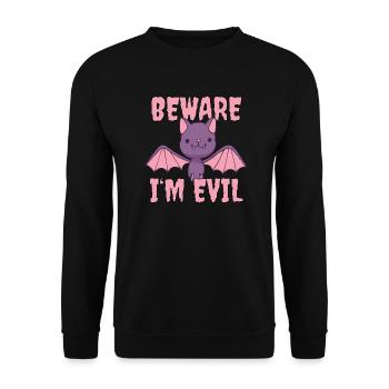 Cute Halloween Bat Funny Saying - Unisex Sweatshirt - black - Front - Alina (178cm) & Michal (187cm)