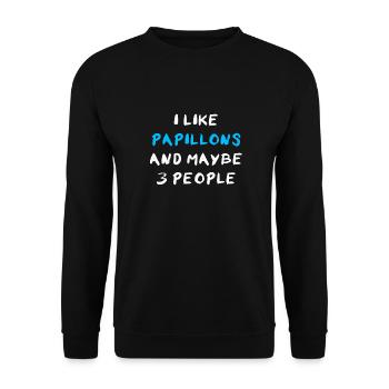Papillon Continental Miniature Spaniel - Unisex Sweatshirt - black - Front - Alina (178cm) & Michal (187cm)