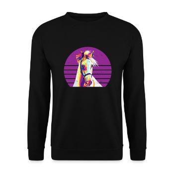 Polygon Pferd Motiv Pferdemotiv Retro Vintage - Unisex Pullover - Schwarz - Vorne - Alina (178cm) & Michal (187cm)