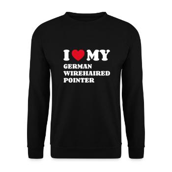 I Love My German Wirehaired Pointer Hundebesitzer - Unisex Pullover - Schwarz - Vorne - Alina (178cm) & Michal (187cm)