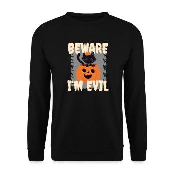 Süße Halloween Katze Lustiger Spruch - Unisex Pullover - Schwarz - Vorne - Alina (178cm) & Michal (187cm)
