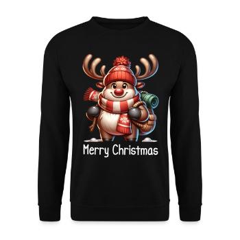 Lustiges Weihnachts Rentier Winterurlaub - Unisex Pullover - Schwarz - Vorne - Alina (178cm) & Michal (187cm)