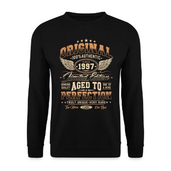 Original 1997 Vintage Born Cadeau d’anniversaire - Sweat-shirt Unisexe - noir - Devant - Alina (178cm) & Michal (187cm)