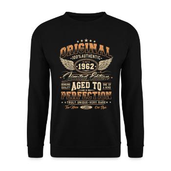 Original 1962 Vintage Born Cadeau d’anniversaire - Sweat-shirt Unisexe - noir - Devant - Alina (178cm) & Michal (187cm)