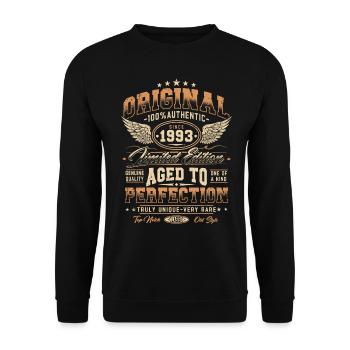 Original 1993 Vintage Born Cadeau d’anniversaire - Sweat-shirt Unisexe - noir - Devant - Alina (178cm) & Michal (187cm)