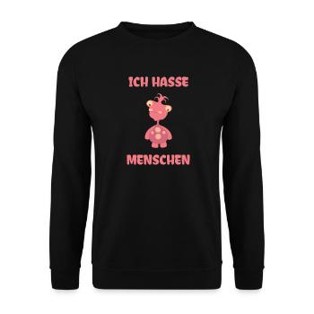 Ich hasse Menschen Süßes Monster Halloween - Unisex Pullover - Schwarz - Vorne - Alina (178cm) & Michal (187cm)