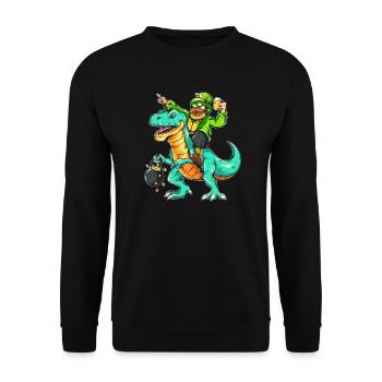 St. Patrick's Day Leprechaun Leprechaun Dino T-Rex Beer - Unisex Sweatshirt - black - Front - Alina (178cm) & Michal (187cm)