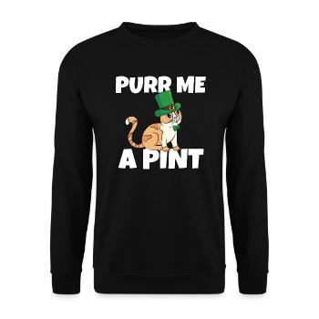St. Patrick's Day Naughty Thirsty Cat Leprechaun - Unisex Sweatshirt - black - Front - Alina (178cm) & Michal (187cm)