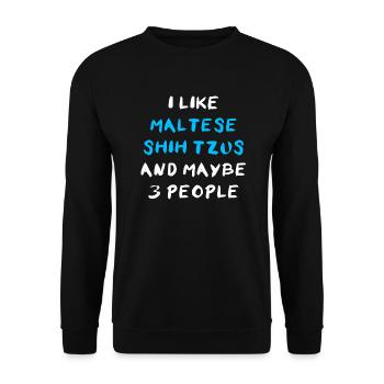 Shih Tzu maltais - Sweat-shirt Unisexe - noir - Devant - Alina (178cm) & Michal (187cm)