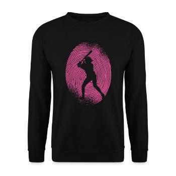 Baseball Baseballer Fingerabdruck Baseballspieleri - Unisex Pullover - Schwarz - Vorne - Alina (178cm) & Michal (187cm)