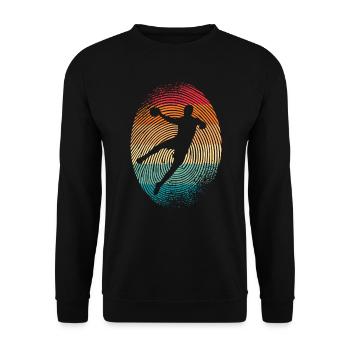 Handballspieler Handballer Fingerabdruck Handball - Unisex Pullover - Schwarz - Vorne - Alina (178cm) & Michal (187cm)