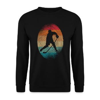 Hockey Player Fingerprint Hockey - Unisex Sweatshirt - black - Front - Alina (178cm) & Michal (187cm)
