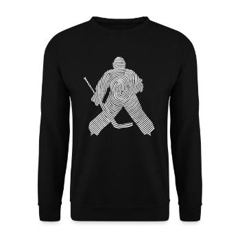 Hockey Goalkeeper Hockey Fingerprint - Unisex Sweatshirt - black - Front - Alina (178cm) & Michal (187cm)