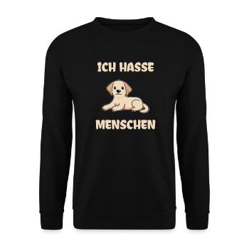 Labrador Ich Hasse Menschen - Unisex Pullover - Schwarz - Vorne - Alina (178cm) & Michal (187cm)
