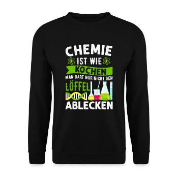 Chemie Ist Wie Kochen Laboranten Lustige Sprüche - Unisex Pullover - Schwarz - Vorne - Alina (178cm) & Michal (187cm)