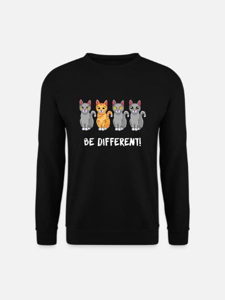 Be Different - Katze Spruch Cat - Süßes Katzen - Unisex Pullover - Schwarz