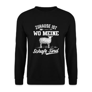 Zuhause Ist Wo Meine Schafe Sind Geschenk Schaf - Unisex Pullover - Schwarz - Vorne - Alina (178cm) & Michal (187cm)