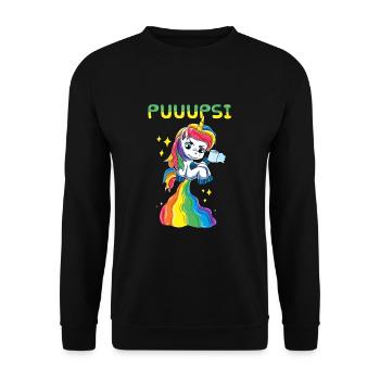 Arc en ciel Pupsi Licorne péter - Sweat-shirt Unisexe - noir - Devant - Alina (178cm) & Michal (187cm)